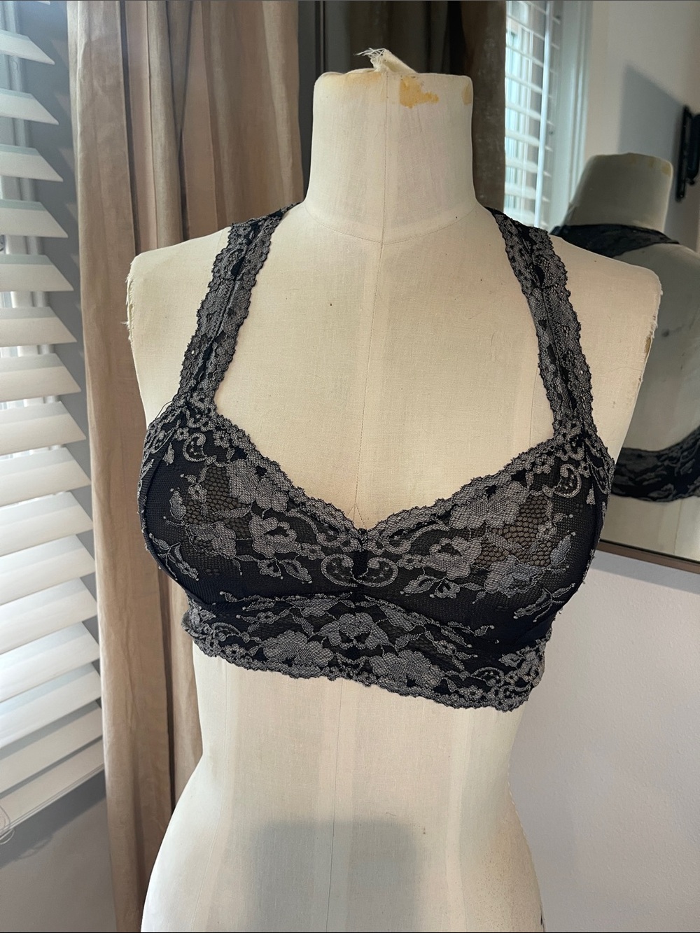 Free People Black Lace Racerback Bralette